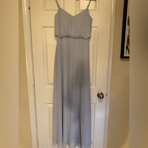 Birdy Grey Dress in Soft Blue Adjustable Straps and Slit